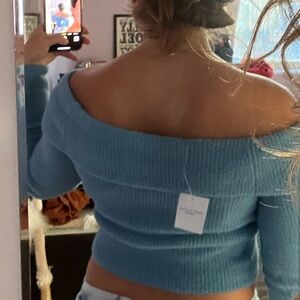 American Eagle blue off the shoulder sweater. Size small.